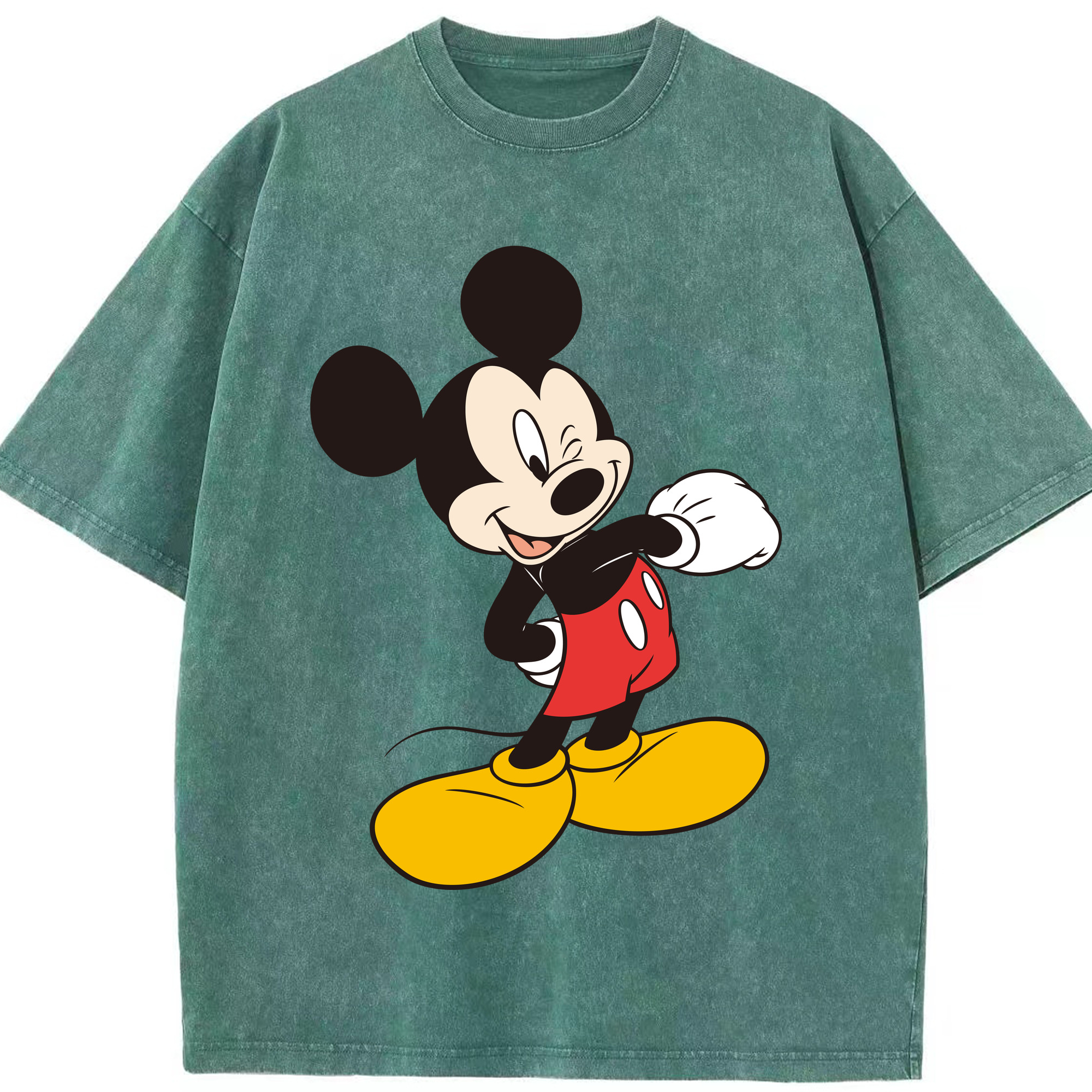 （画像用） ミッキーマウス Mickey Mouse 綿100% ヴィンテージ風 半袖Tシャツ（フロントプリント）